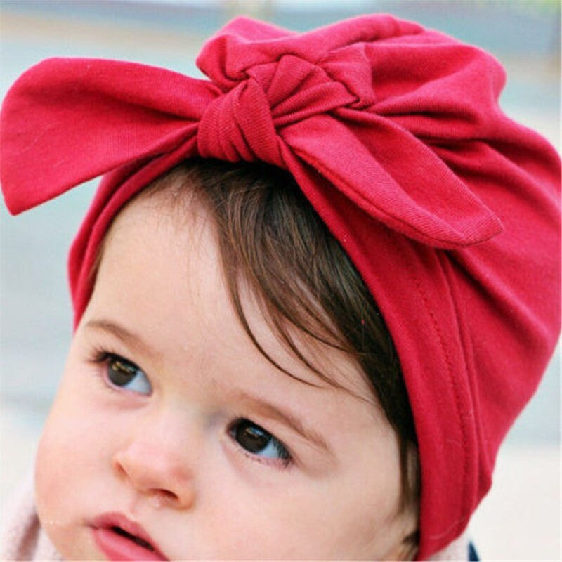 Bowknot Cotton Beanie Cap - Red