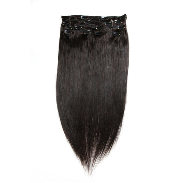 Brazilian Virgin Clip In Hair Extensions - Black