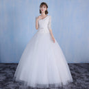 Bridal V-Neck Tutu Long Wedding Dress - Ivory