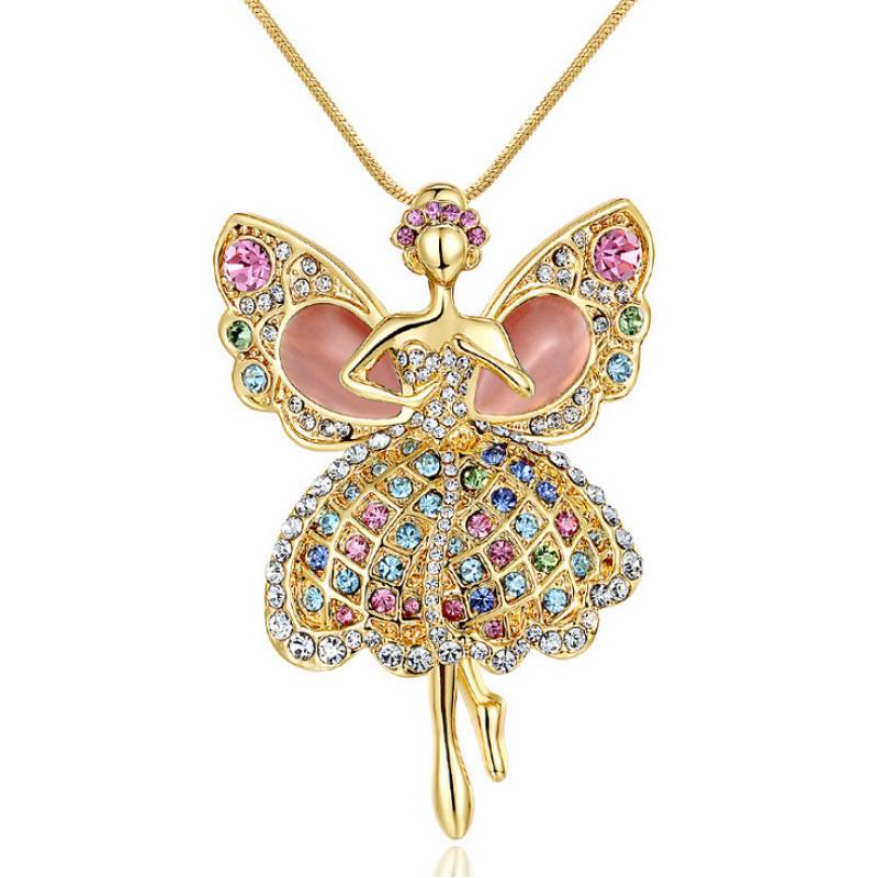 Butterfly Premium Long Sweater Chain  - Pink