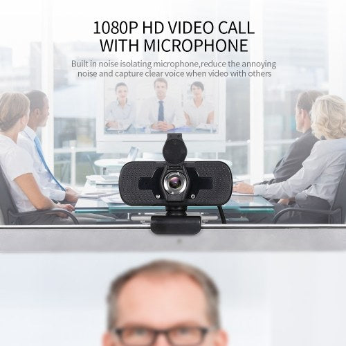 1080P Webcam High Definition USB Web Camera with Privacy Cover Noise Isolating Microphone for Laptop/Desktop Computer