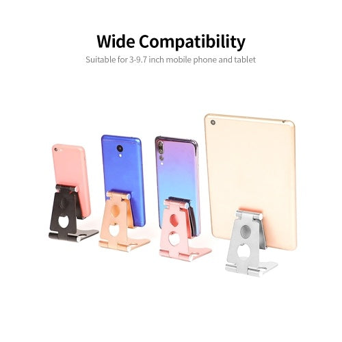 Adjustable Folding Phone Tablet Stand Desktop Bracket Portable Aluminum Alloy Mobile Phone Tablet Universal Stand Black