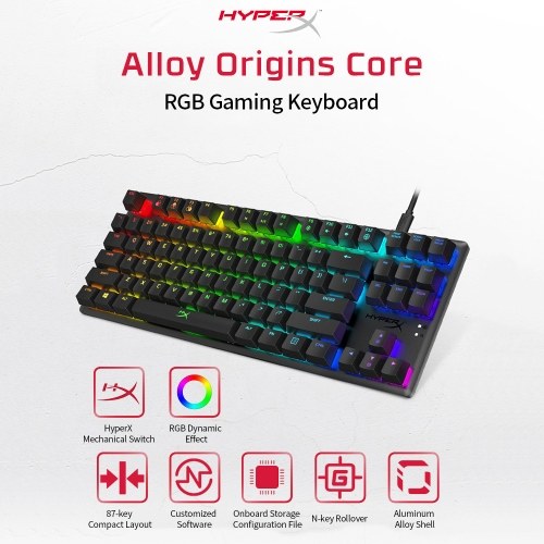 Kingston Mechanical Keyboard HyperX Alloy Origins Core RGB Gaming Keyboard 87 Keys Mechanical Keyboard Red Switch