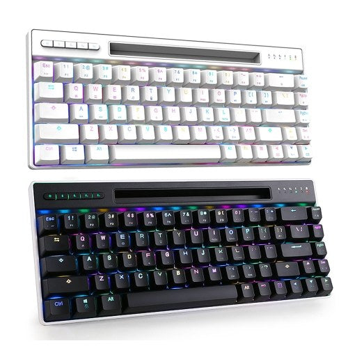 Magic-Refiner MK16 Mechanical Keyboard BT Wired Dual Mode Keyboard 68 Keys RGB Gaming Keyboard with Mechanical Blue Switch Black