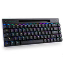 Magic-Refiner MK16 Mechanical Keyboard BT Wired Dual Mode Keyboard 68 Keys RGB Gaming Keyboard with Mechanical Blue Switch Black