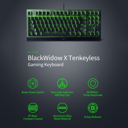 Razer BlackWidow X Tenkeyless Mechanical Keyboard Wired Gaming Keyboard 87 Keys Esports keyboard Green Mechanical Switches