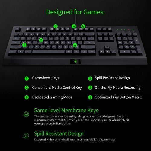 مجموعة لوحة المفاتيح والماوس Razer Cynosa Keyboard + Razer DeathAdder 2000 Mouse Combo 104 مفاتيح لوحة المفاتيح المريحة ولوحة المفاتيح والماوس