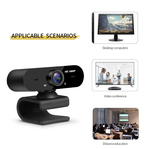 1080P Webcam High Definition Manual Focus USB Web Camera with Noise Isolating Microphone for Laptop/PC