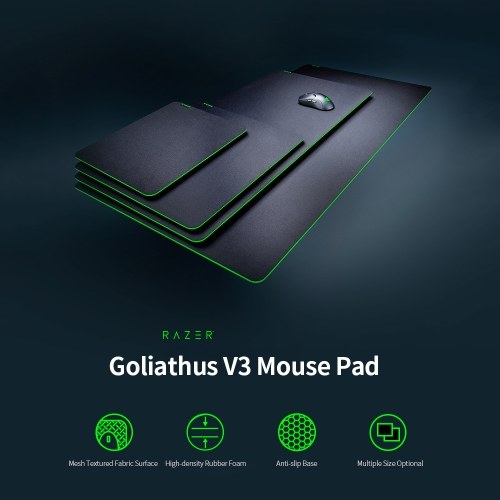 لوحة ماوس ألعاب Razer Goliathus V3 ناعمة عالية الكثافة من المطاط الإسفنجي لوحة ماوس ألعاب مضادة للانزلاق متوسطة 360*275*3 مللي متر