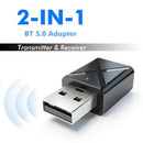 KN320 3.5mm Wireless Audio Transmitter Receiver USB BT 5.0 Adapter TV Speaker Earphone Mini Car Music 2 In 1 BT Transmit