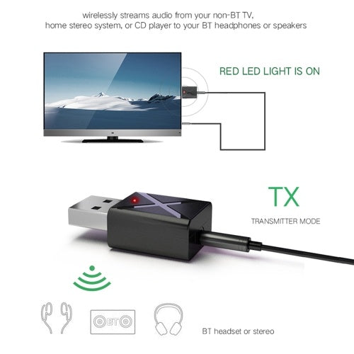 KN320 3.5 مللي متر جهاز ريسيفر استقبال وإرسال الصوت اللاسلكي USB BT 5.0 محول سماعات التلفزيون سماعة سيارة صغيرة الموسيقى 2 في 1 BT نقل