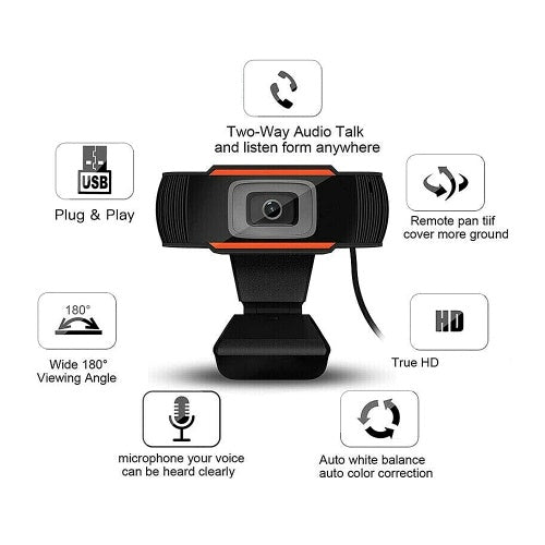 1080P 2MP Wide-Angle HD Webcam 30fps Auto Focusing Web Cam Noise-reduction MIC Laptop Computer Camera USB Plug & Play for Laptop Desktop TV Box