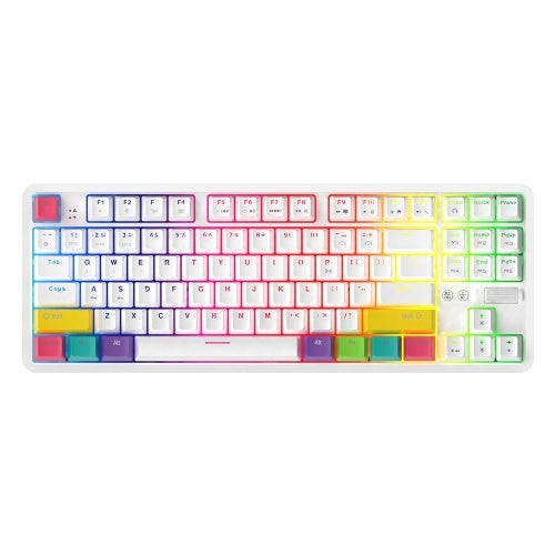 AJAZZ K870T BT & لوحة مفاتيح سلكية مزدوجة الوضع RGB 87 مفتاحًا لوحة مفاتيح الألعاب الميكانيكية