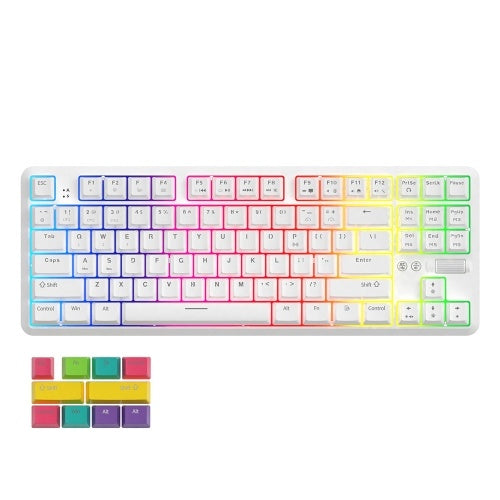 AJAZZ K870T BT & لوحة مفاتيح سلكية مزدوجة الوضع RGB 87 مفتاحًا لوحة مفاتيح الألعاب الميكانيكية