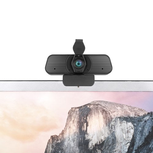 2K USB Webcam Manual Focus Web Camera with Privacy Cover Built-in Noise Reduction Microphone Drive-free Video Conference Camera