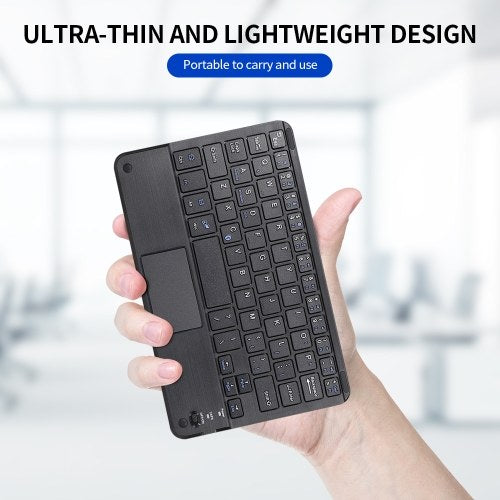 Wireless BT 3.0 Keyboard 59 Keys Ultra-slim Mini BT Keyboard with Touch Pad Support Android Windows iOS System for Laptop Phone Tablet Black