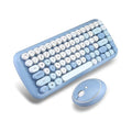 Mofii CANDY Keyboard Mouse Combo Wireless 2.4G Mixed Color 84 Key Mini  Keyboard Mouse Set with Circular Punk Key Caps Blue