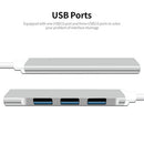 4-in-1 Multifunctional Type-C Hub Type-C to USB3.0 USB2.0 Hub USB3.1 Adapter Converter Aluminum Alloy Hub for PC Laptop Grey