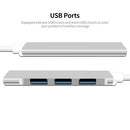 4 في 1 متعدد الوظائف USB3.0 Hub USB3.0 إلى USB3.0 USB2.0 Hub USB3.0 محول محول محور سبائك الألومنيوم للكمبيوتر المحمول رمادي