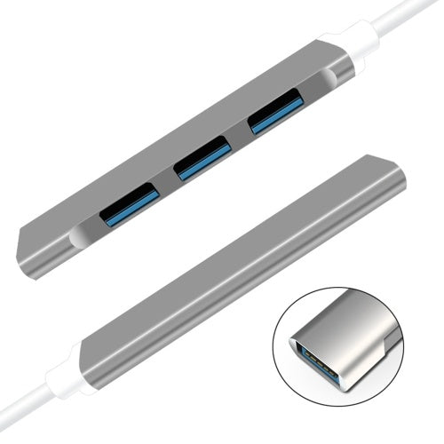 4 في 1 متعدد الوظائف USB3.0 Hub USB3.0 إلى USB3.0 USB2.0 Hub USB3.0 محول محول محور سبائك الألومنيوم للكمبيوتر المحمول رمادي