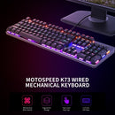 Motospeed K73 104 مفاتيح لوحة مفاتيح الألعاب لوحة مفاتيح ميكانيكية خفيفة مختلطة مع لوحة مفاتيح إنجليزية بتأثير ضوء RGB مع مفاتيح زرقاء