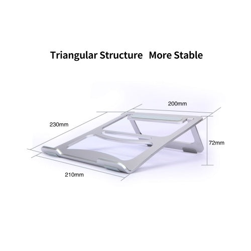 Aluminum Alloy Laptop Stand Desktop Folding Portable Silicone Non-slip Ergonomic Laptop Holder Cooling Bracket Silver