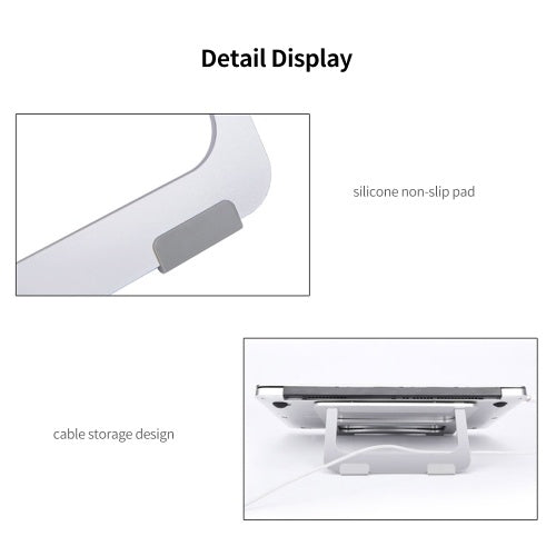 Aluminum Alloy Laptop Stand Desktop Folding Portable Silicone Non-slip Ergonomic Laptop Holder Cooling Bracket Silver