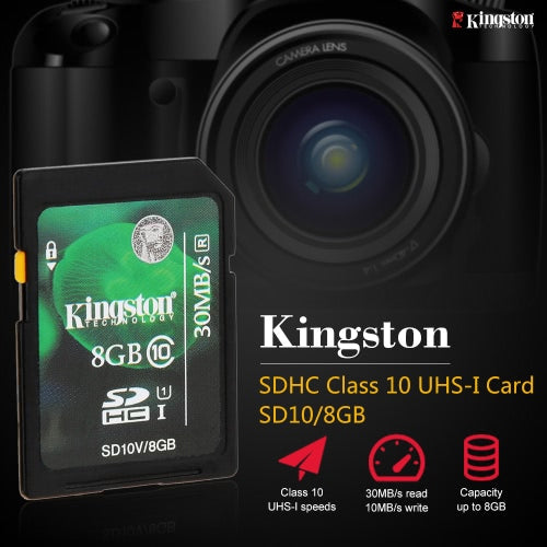 بطاقة ذاكرة SDHC أصلية من Kingston Class 10 سعة 8 جيجابايت بسرعة 45 متر/الثانية لكاميرا الهاتف المحمول والفيديو عالي الدقة