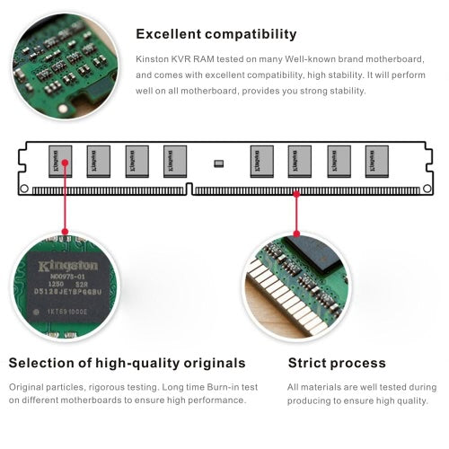 حقيقي الأصلي كينغستون KVR ذاكرة وصول عشوائي مكتبية 1600MHz 8G غير ECC DDR3 PC3-12800 CL11 240 Pin DIMM ذاكرة اللوحة الأم للكمبيوتر الشخصي