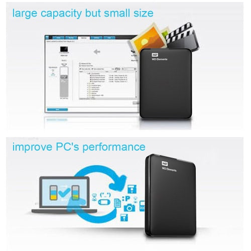 محرك الأقراص الصلبة الخارجي المحمول ويسترن ديجيتال WD Elements سعة 1 تيرابايت USB 3.0 مقاس 2.5 بوصة WDBUZG0010BBK