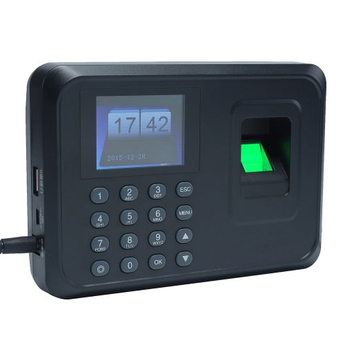 Intelligent Biometric Fingerprint Password Attendance Machine Employee Checking-in Recorder 2.4 inch TFT LCD Screen DC 5V Time Attendance Clock