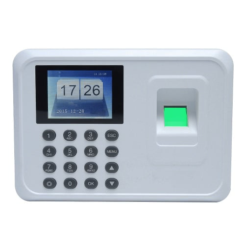 Intelligent Biometric Fingerprint Password Attendance Machine Employee Checking-in Recorder 2.4 inch TFT LCD Screen DC 5V Time Attendance Clock