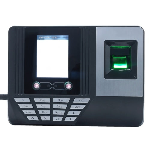 Face Fingerprint Password Attendance Machine Employee Checking-in Payroll Recorder 2.8 inch LCD Screen DC 5V Facial Recognition Time Attendance Clock