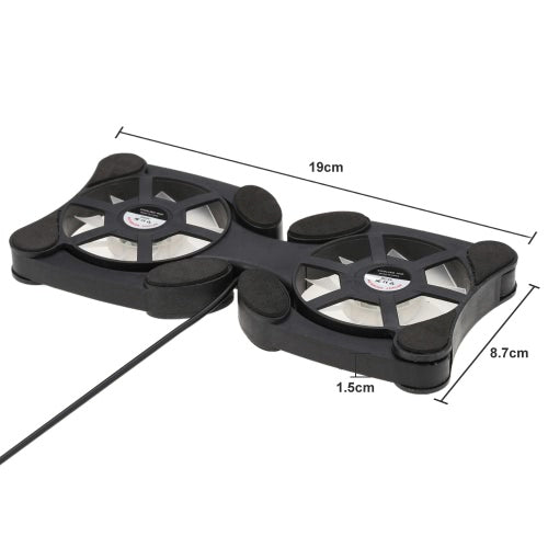 Mini Portable Folding Foldable USB Dual Fan Cooler Cooling Pad for PC Laptop Notebook 7"~15"