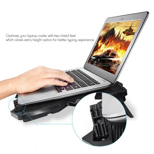 COOL COLD USB Powered Slim Flat Notebook Laptop Cooler Cooling Pad Radiator with LED Four Fans for 17inch Laptop Gaming Daily Use