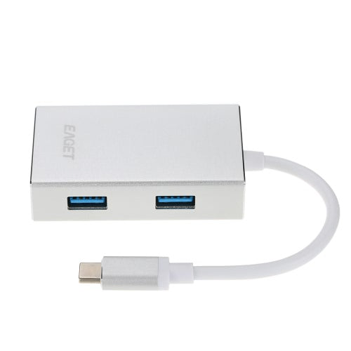 EAGET متعدد الوظائف من النوع C إلى USB 3.0 4-Port Hub ذكر إلى أنثى محول محول USB محطة إرساء الفاصل مع PD لأجهزة الكمبيوتر المحمول MacBook