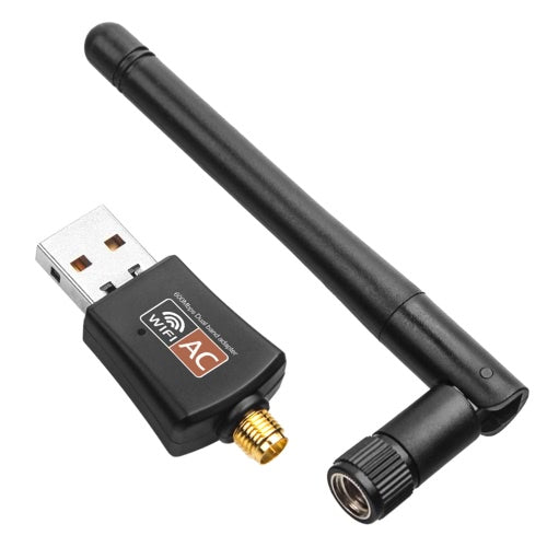 USB WiFi Adapter 600Mbps Dual Band Wireless Network Adapter Dongle 2.4GHz / 5.0GHz Ethernet 802.11AC w/ Antenna for Laptop Desktop Tablet PC Smart Phone