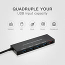 5 منافذ فائقة السرعة صغيرة محمولة USB 3.0 Hub بسرعة نقل 5 جيجابت في الثانية مع منفذ شحن مخصص 2.4 أمبير (أسود)