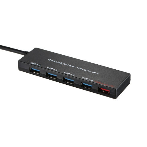 5 Ports Super Speed Mini Portable USB 3.0 Hub 5Gbps Transfer Speed With Dedicated Charging Port 2.4A Port (Black)