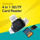 SD Card Reader 4 in 1 SD/TF Card Reader Adapter for iPhone/Android/PC