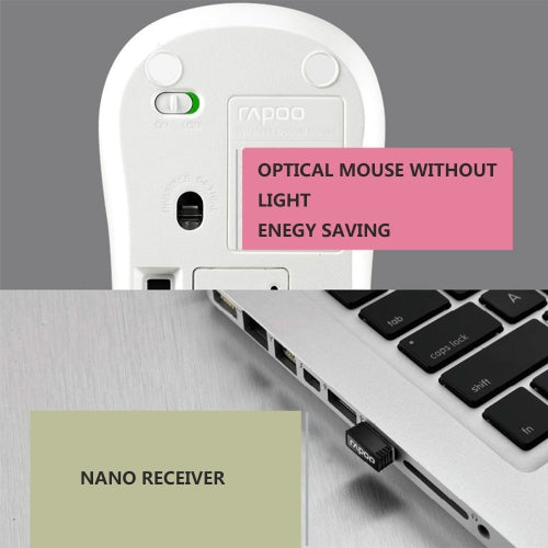 Rapoo 2.4G Wireless Silent Mouse Optical Portable Mice 1000 DPI for Mac PC Laptop Computer