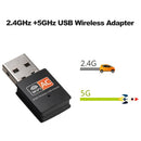 محول USB لاسلكي مزدوج النطاق 600 ميجابت في الثانية 2.4 جيجا هرتز + 5 جيجا هرتز هوائي واي فاي 802.11a/b/g/n/ac محول USB واي فاي لنظام التشغيل Mac Windows باللون الأسود