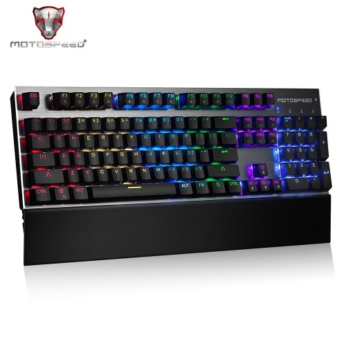 Motospeed CK108 104 مفاتيح زرقاء التبديل RGB الخلفية تصميم بيئة العمل لوحة المفاتيح السلكية الألعاب الميكانيكية