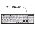 USB Wired Keyboard with Large White Keys Black Letters