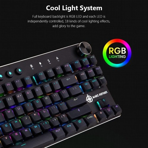 MAGIC-REFINER MK11 Mechanical Gaming Keyboard Wired USB and Wireless BT 3.0 RGB Backlight Switchable 87 keys Gaming Keyboard for Computer Gamer