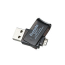 USB2.0 2 في 1 OTG قارئ بطاقات فلاش محرك عالي السرعة عالمي