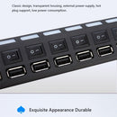 JDL-A7 HUB USB Hub 7 منافذ USB 2.0 مؤشر تبديل مستقل عالي السرعة فائق النحافة موزع فاصل مع كابل USB لسطح المكتب والكمبيوتر المحمول وماوس USB وماسح ضوئي وكاميرا رقمية U Disk ولوحة مفاتيح USB والمزيد