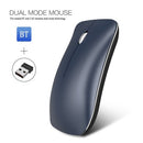 HXSJ T23 Dual Mode Wireless Mouse BT 4.0 2.4G Optical Mouse Ergonomic Rechargeable Mice 1600DPI(Blue)