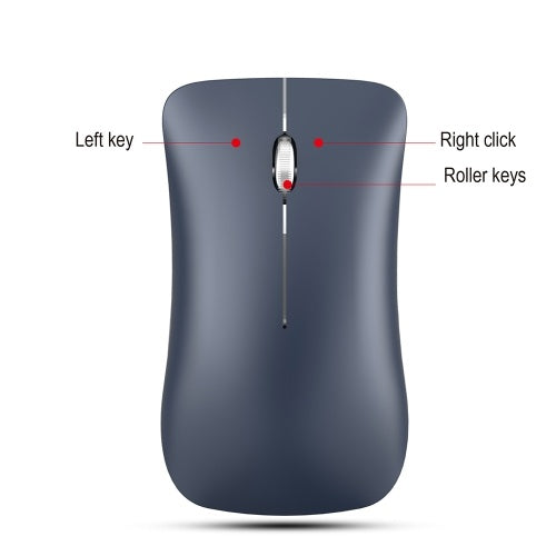 HXSJ T23 Dual Mode Wireless Mouse BT 4.0 2.4G Optical Mouse Ergonomic Rechargeable Mice 1600DPI(Blue)