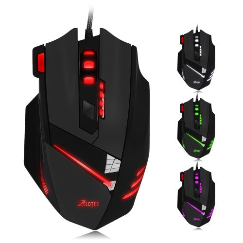 ZELOTES T-60 7200DPI Wired Gaming Mouse USB Computer LED Backlight Mice